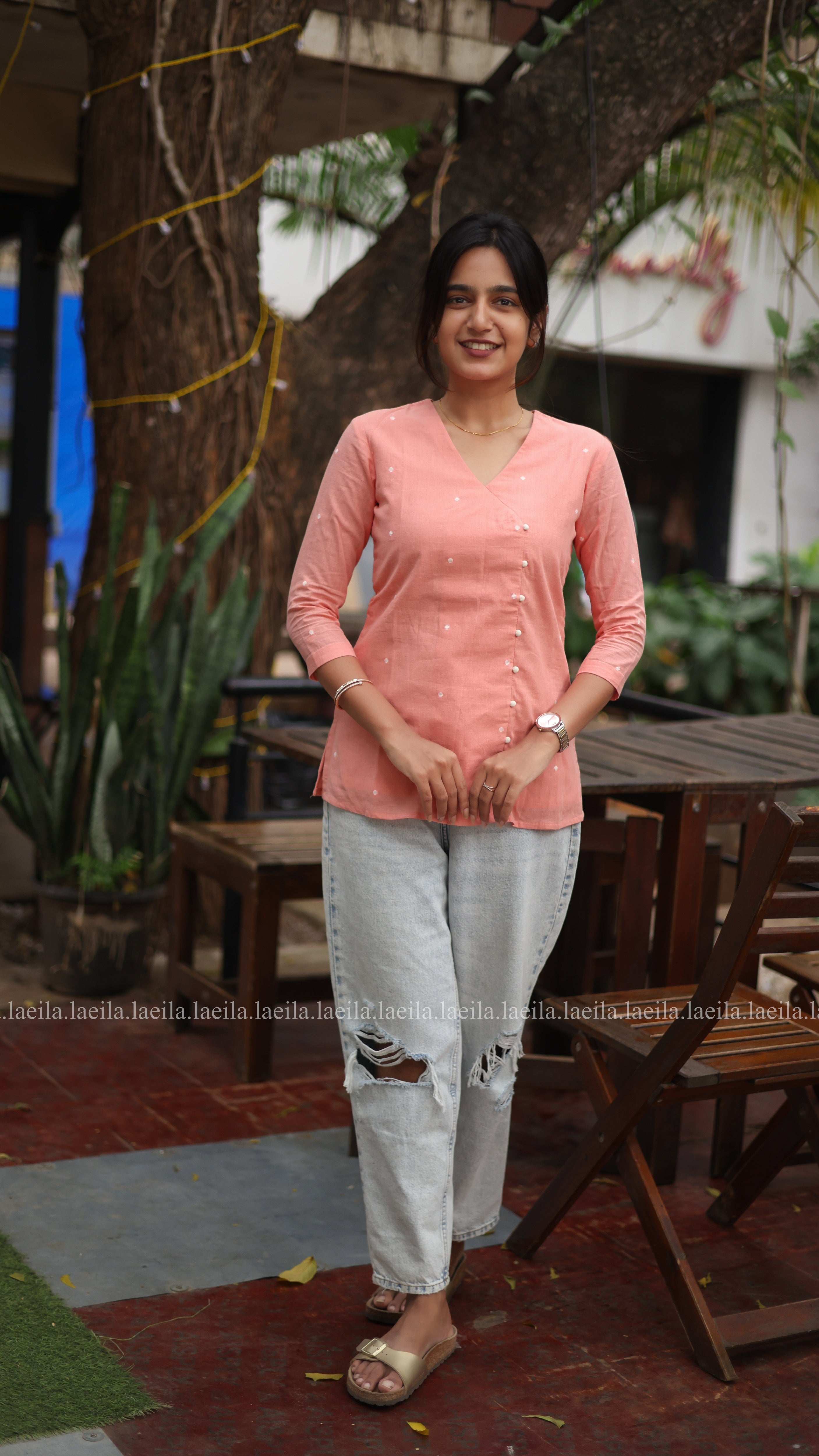 Peach Cotton Short Top
